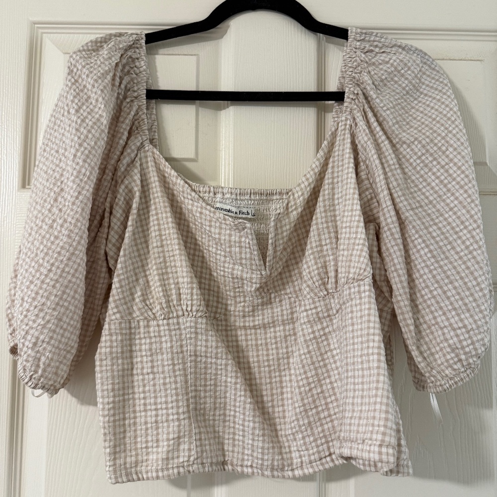 Abercrombie & Fitch Tan Gingham Blouse
